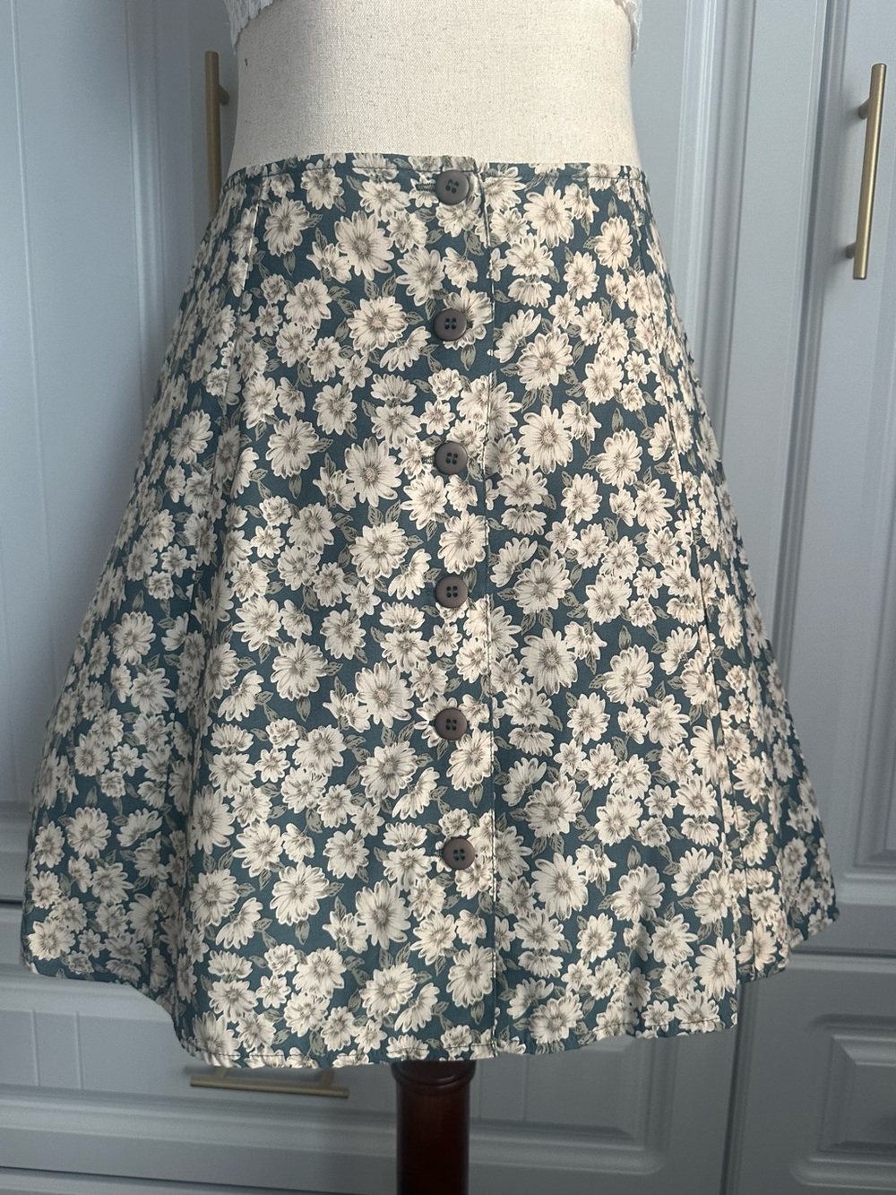 VTG 90s Express Compagnie Internationale Floral Button Front Mini Skirt 7/8